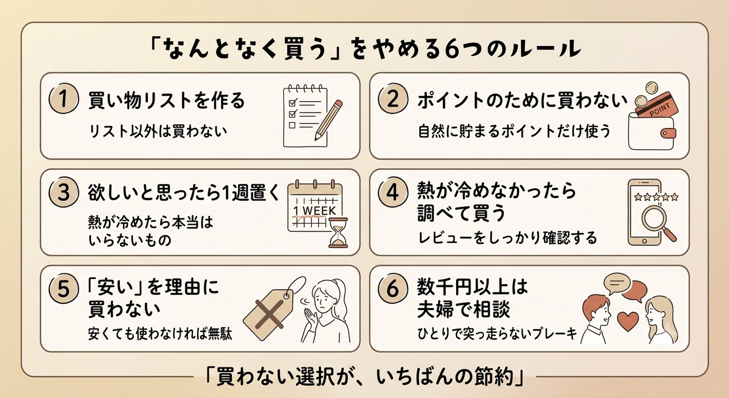 なんとなく買うをやめる6つのルール まとめ図解