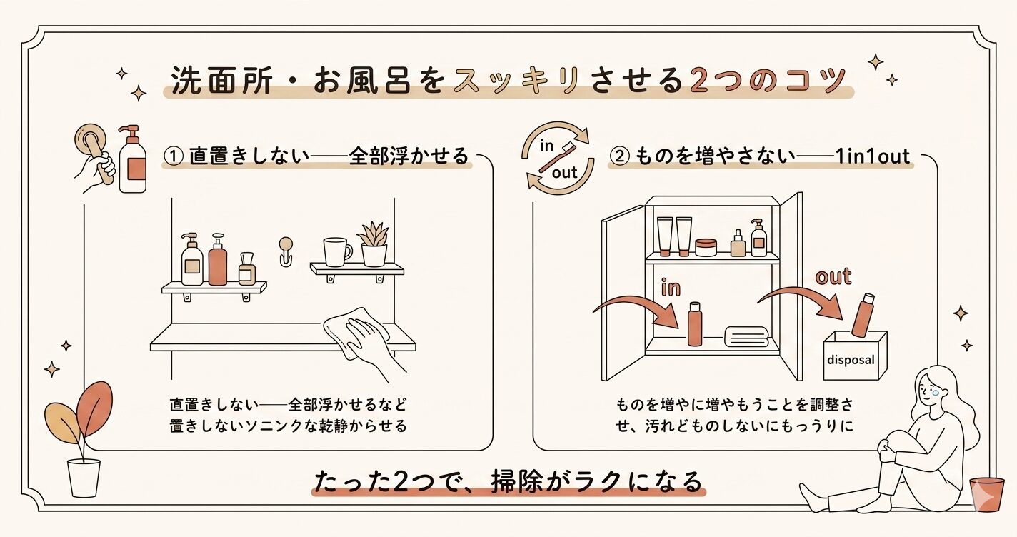 洗面所・お風呂をスッキリさせる2つのコツ
