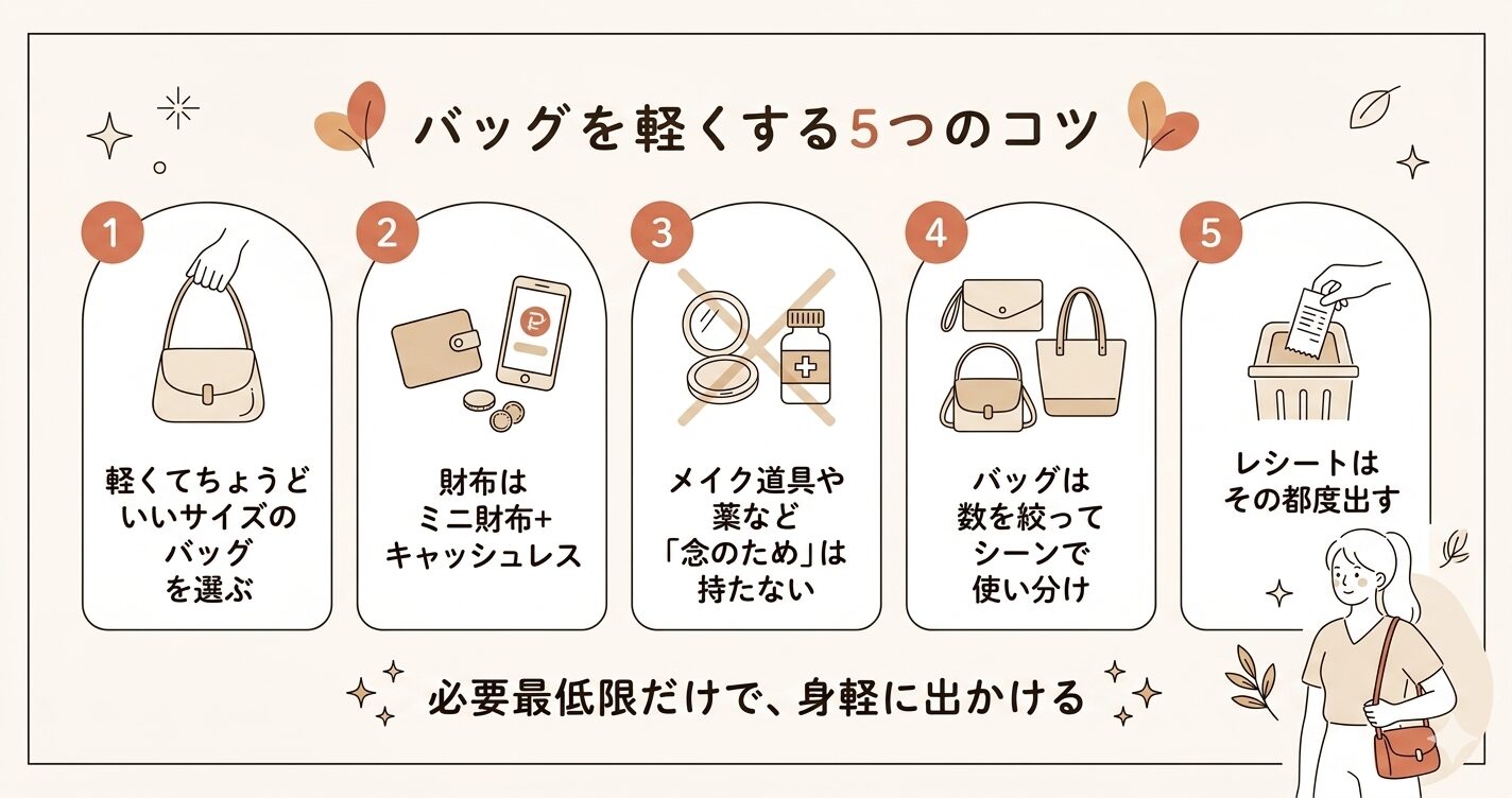 バッグを軽くする5つのコツ
