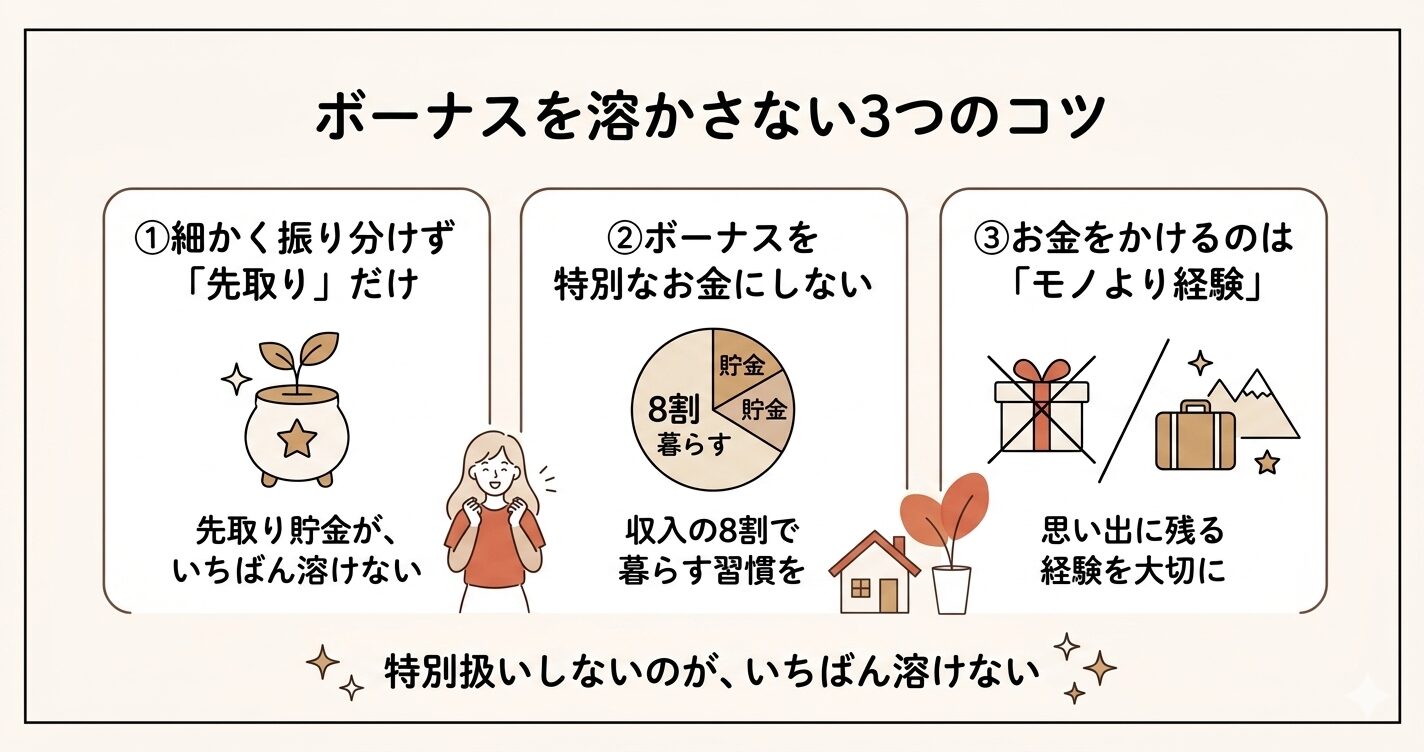ボーナスを溶かさない3つのコツ