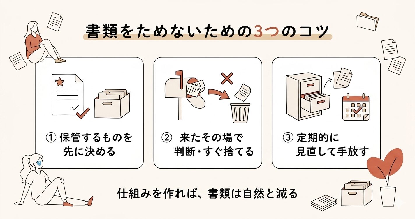 書類をためないための3つのコツ