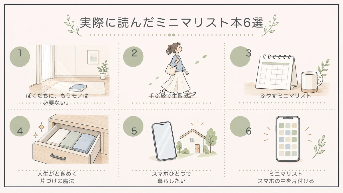 実際に読んだミニマリスト本おすすめ6選のまとめ図解